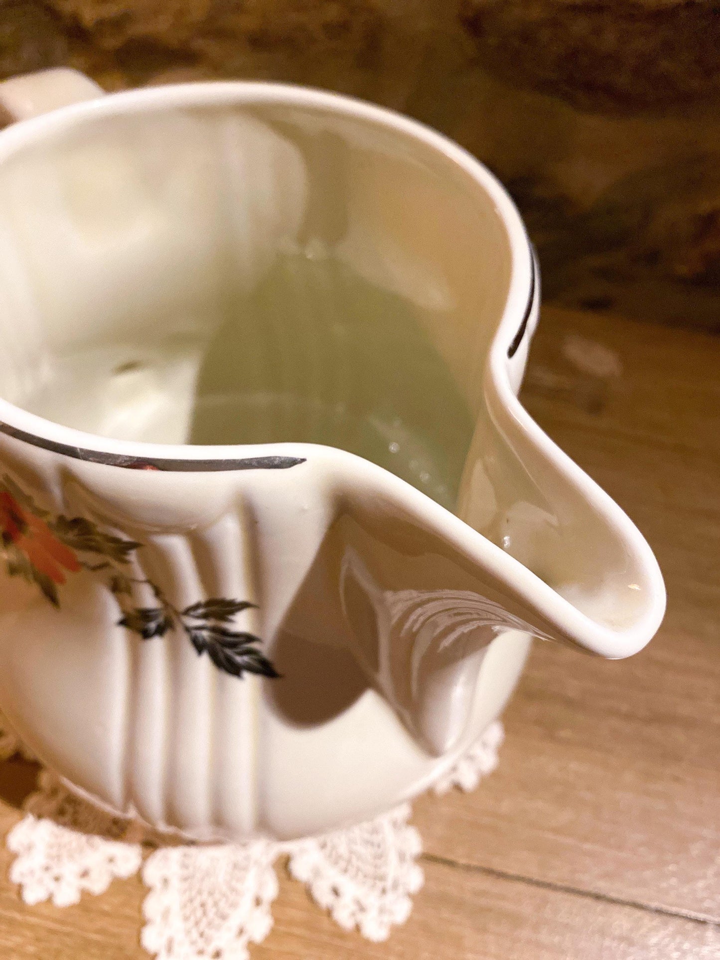 Vintage, Hall’s Pitcher, Cream with Floral Motif, 1940-50s, Ceramic