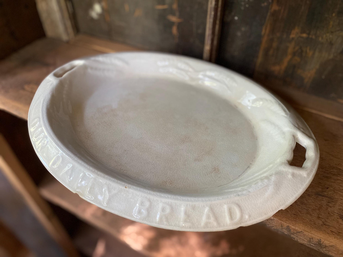 Antique Ironstone Bread Platter: "Our Daily Bread" William Young & Sons