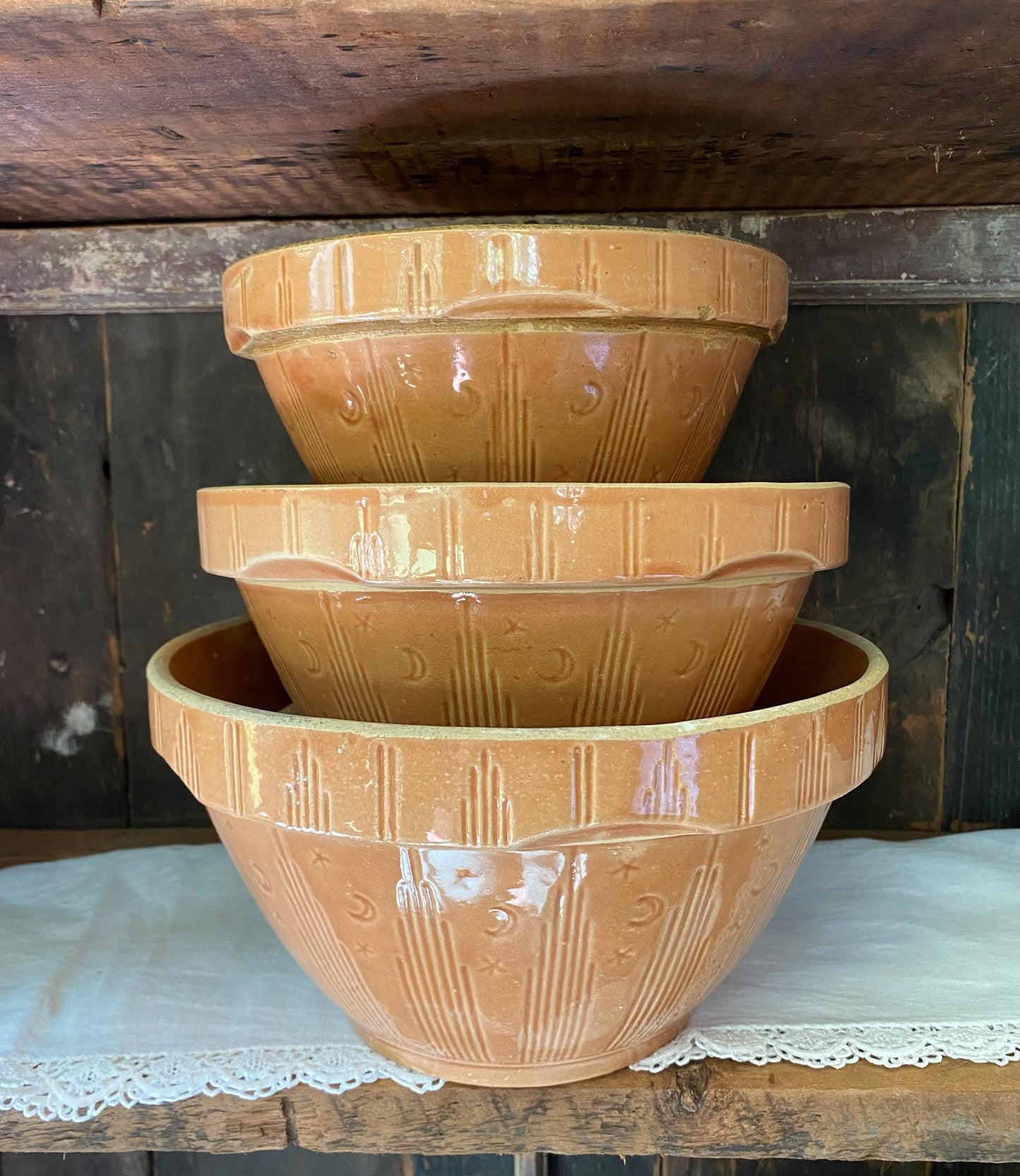 Moon & Stars, Set of 3 Mixing Bowls, Pumpkin Color