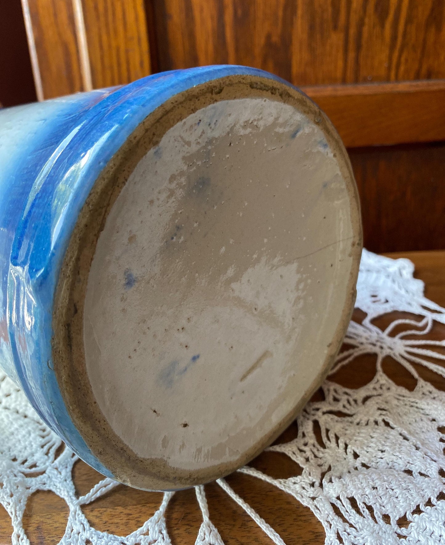 Antique Blue & White Salt-Glaze Pottery Pitcher