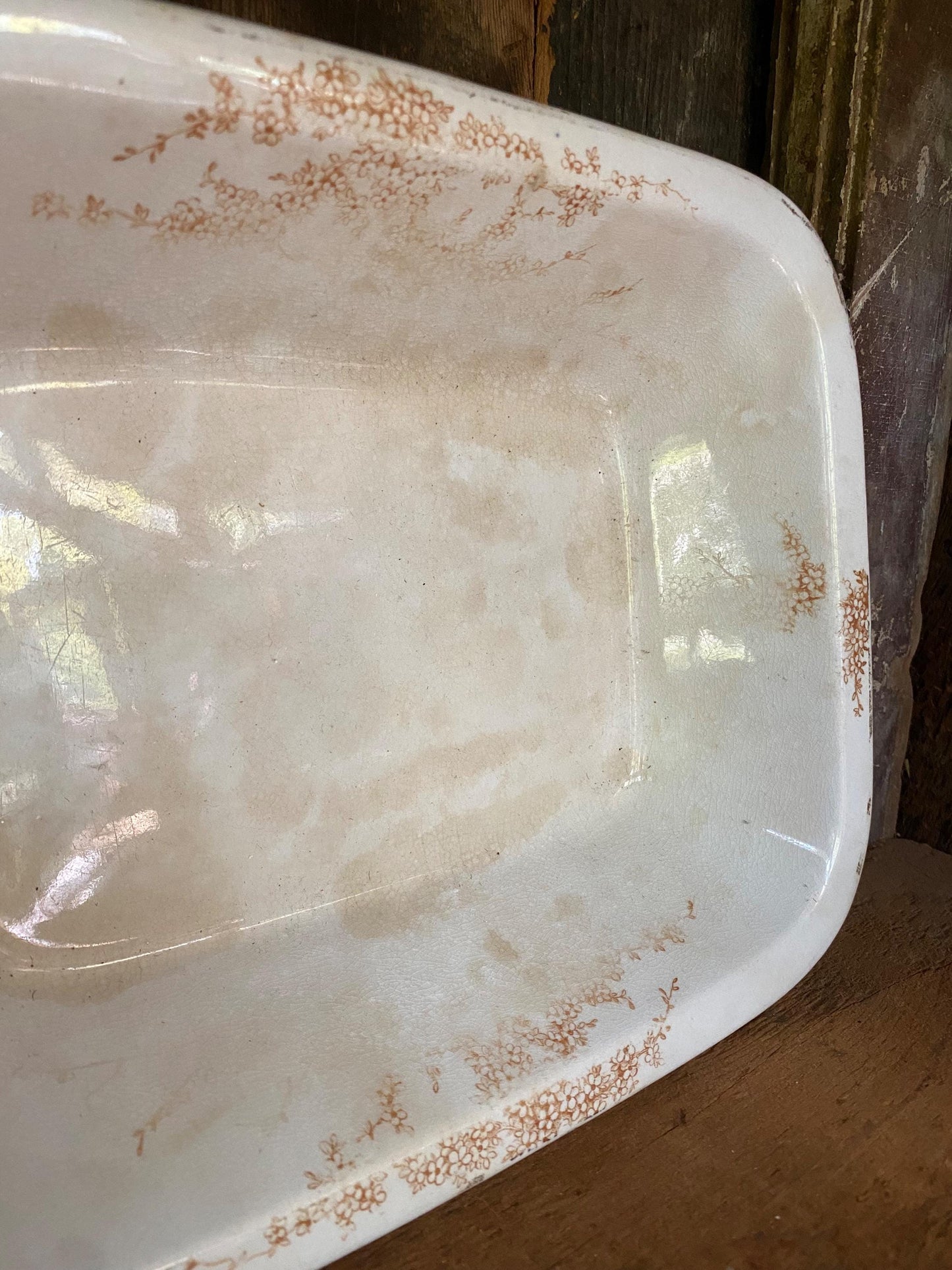 Antique Brown Ironstone Transferware Platter: Farmhouse Decor