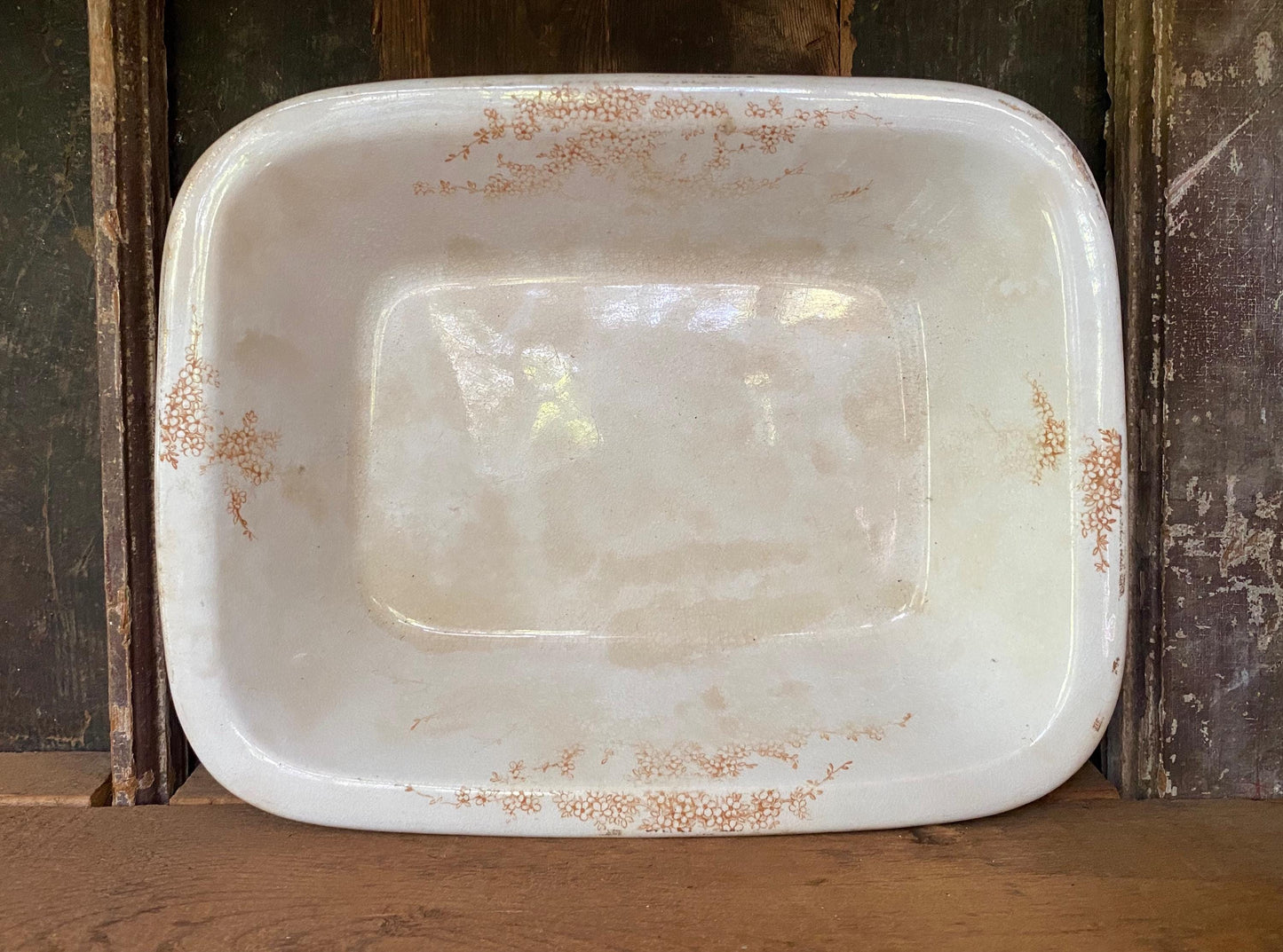 Antique Brown Ironstone Transferware Platter: Farmhouse Decor
