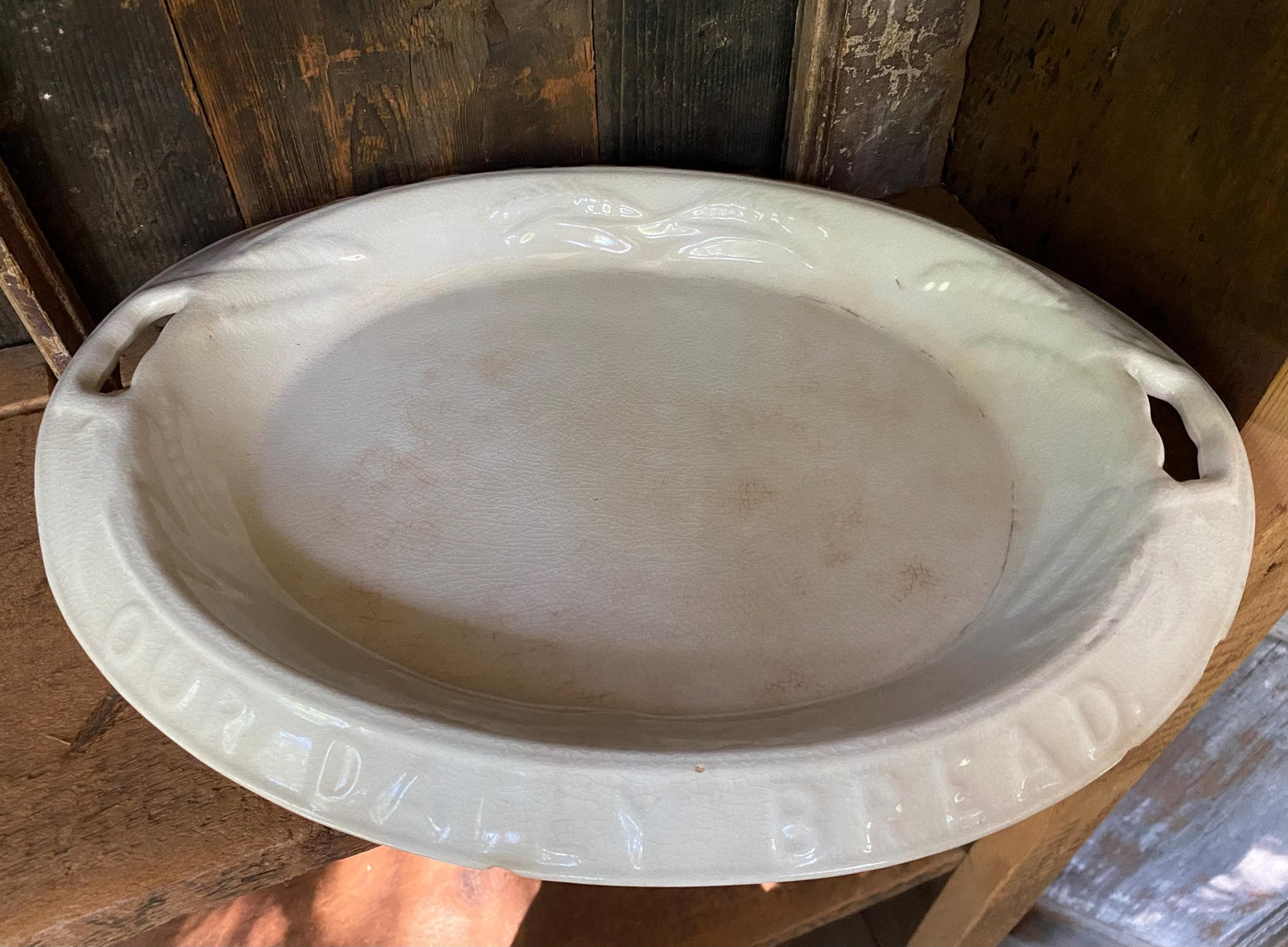 Antique Ironstone Bread Platter: "Our Daily Bread" William Young & Sons