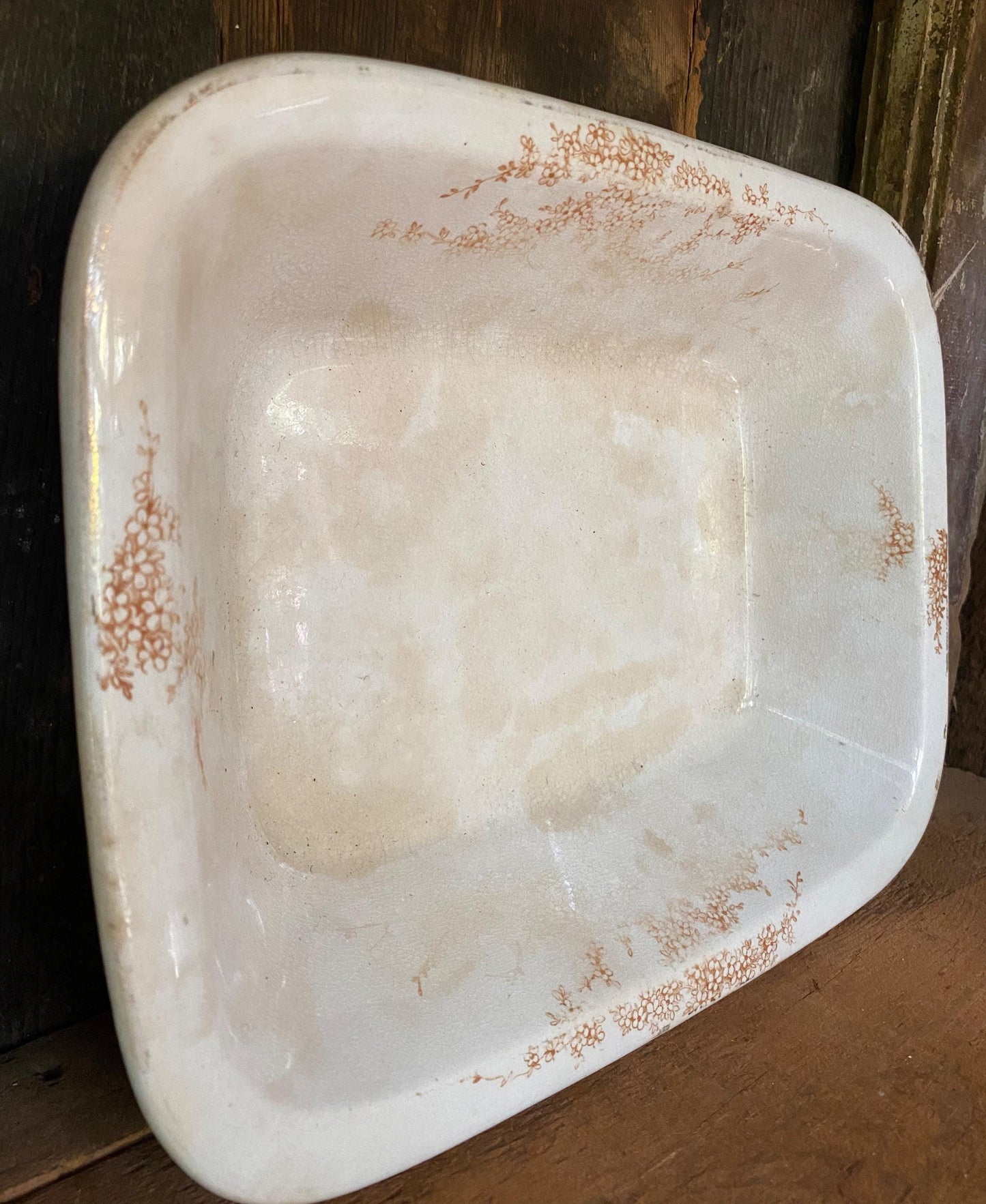 Antique Brown Ironstone Transferware Platter: Farmhouse Decor