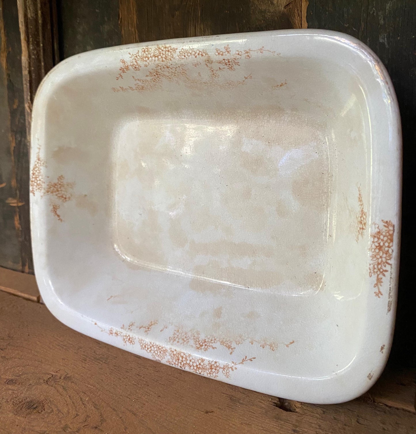Antique Brown Ironstone Transferware Platter: Farmhouse Decor