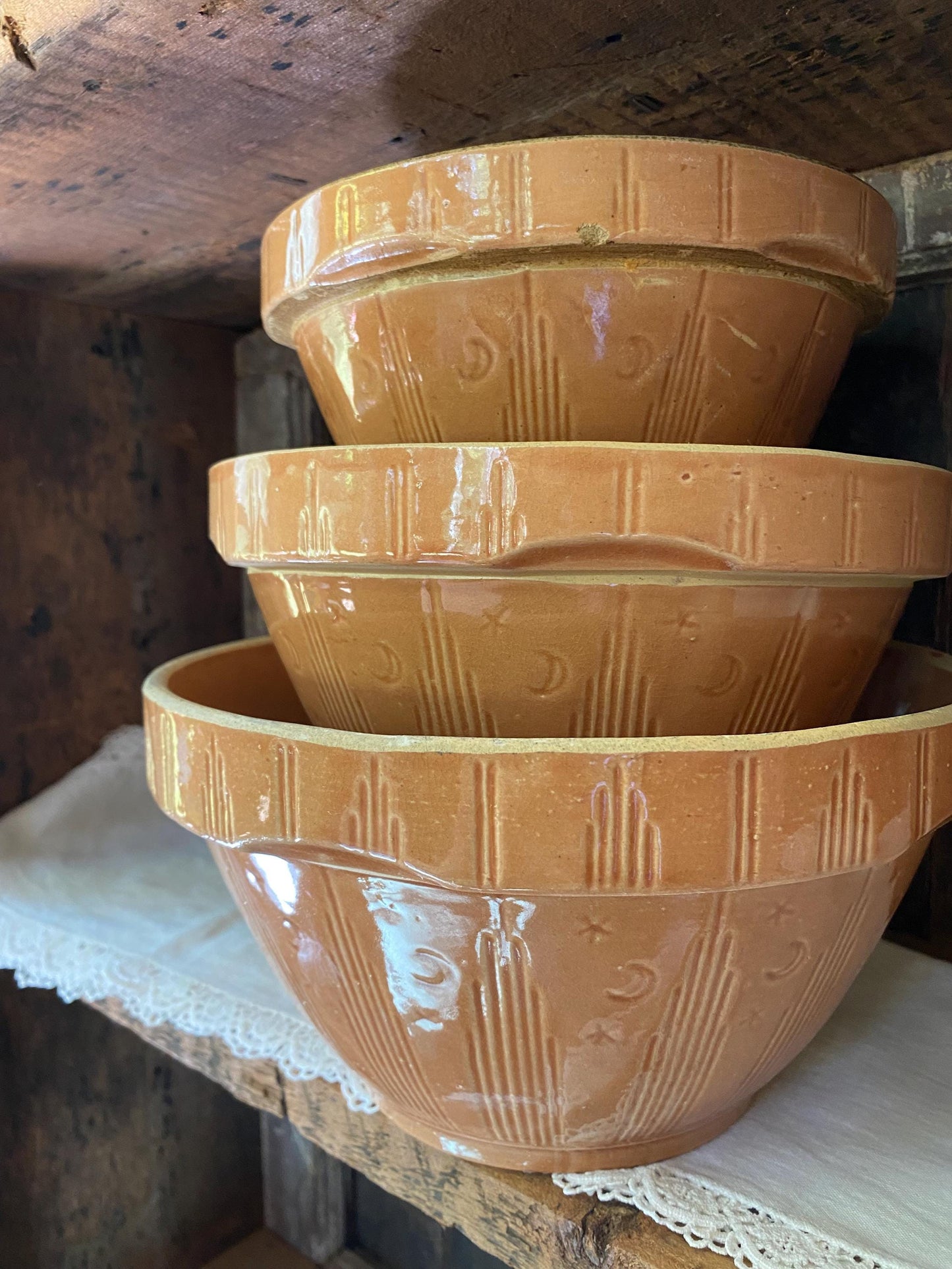 Moon & Stars, Set of 3 Mixing Bowls, Pumpkin Color