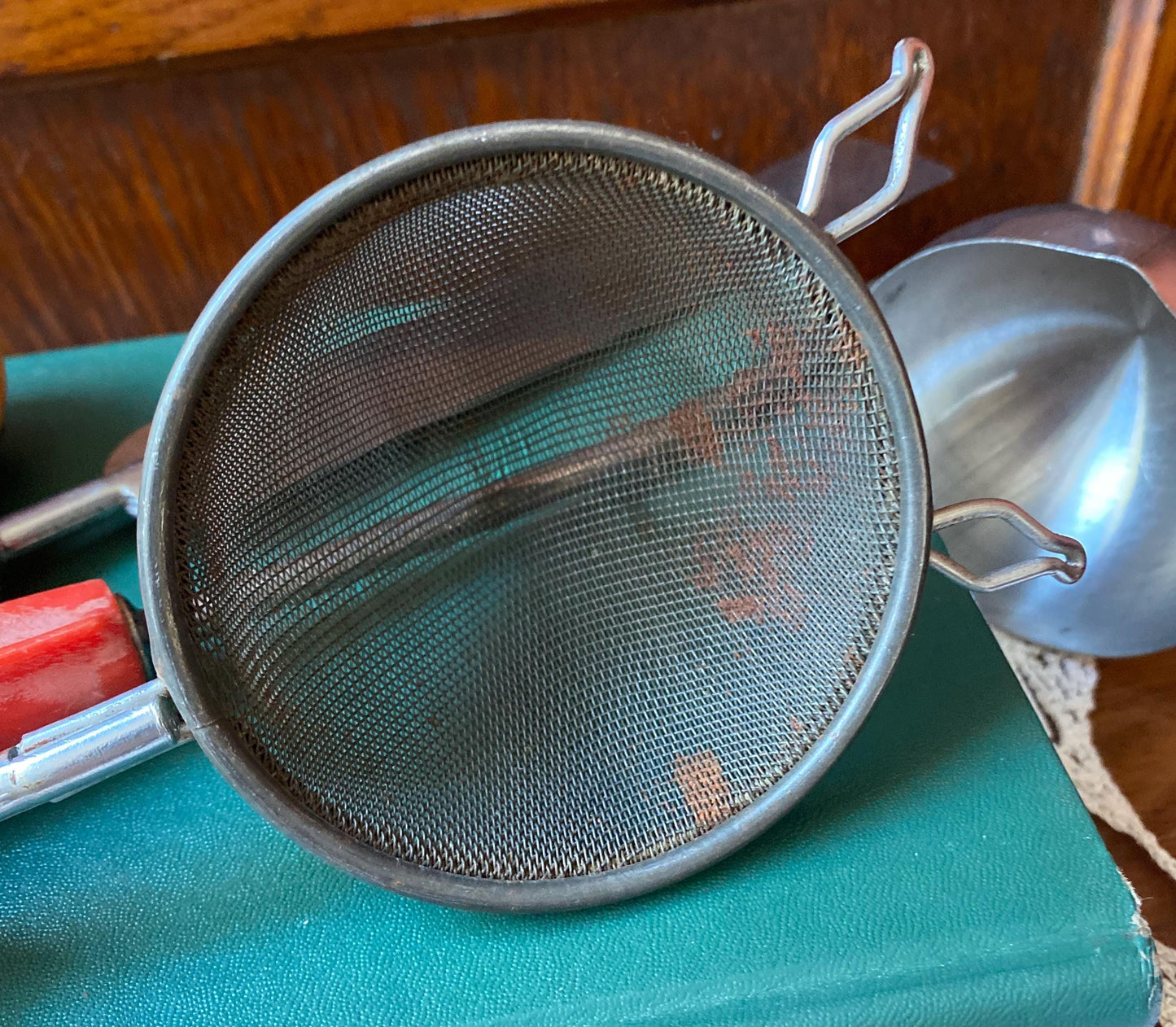 Set of 3 Bakelite Kitchen Tools, MCM Bakelite, Icing Spatula, Ladle, Sifter