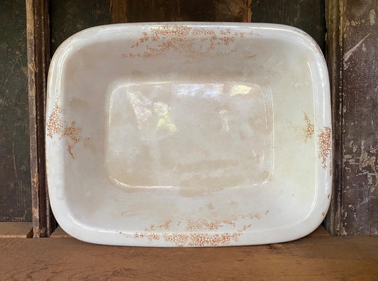 Antique Brown Ironstone Transferware Platter: Farmhouse Decor